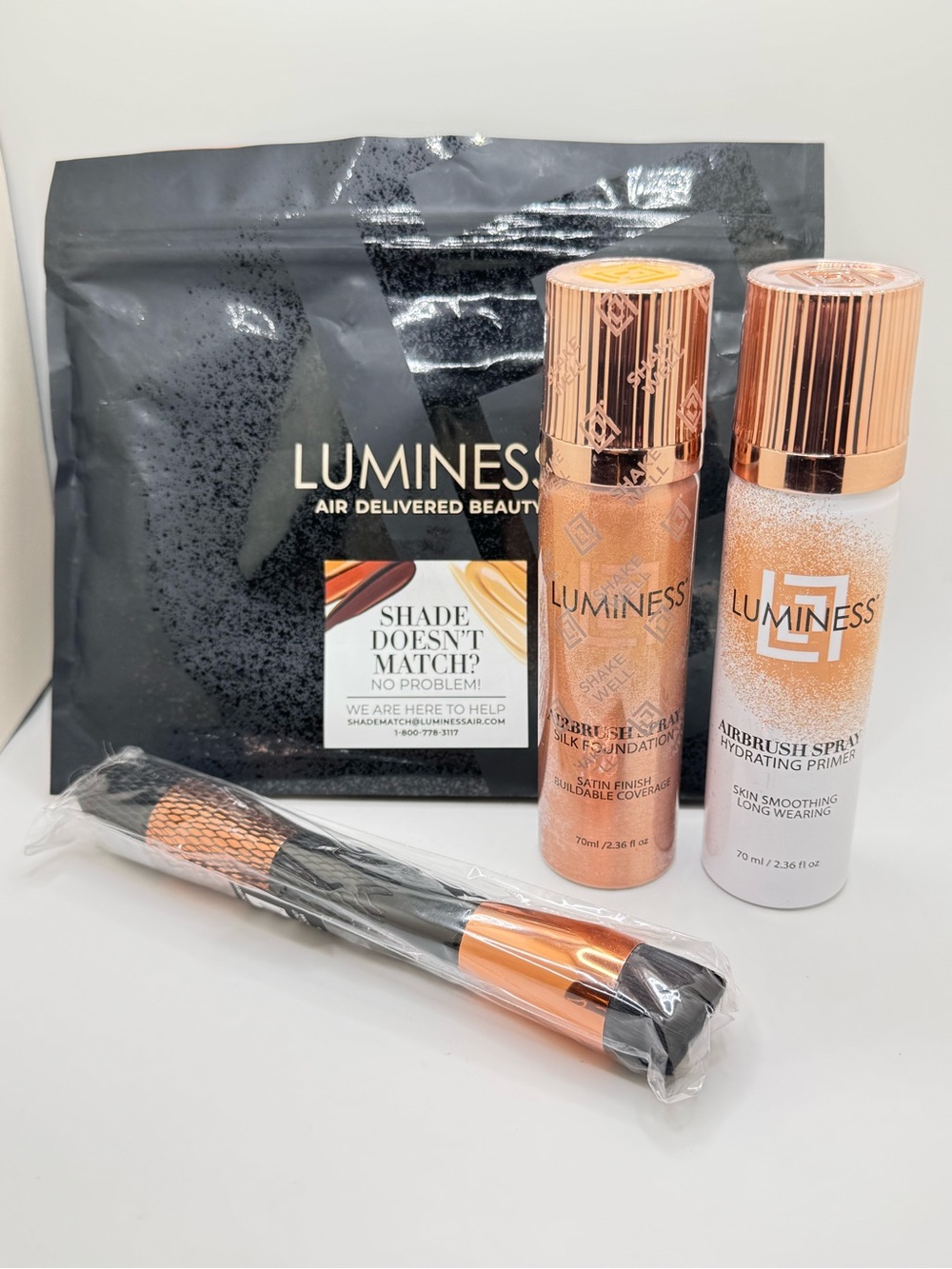 Luminess Airbrush Spray Hydrating Primer & Silk Foundation Set in Med 040 NWT